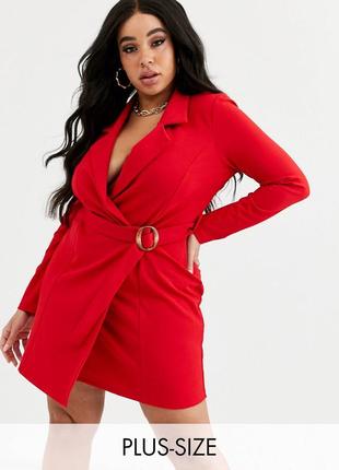 Красное мини-платье-блейзер с поясом missguided plus