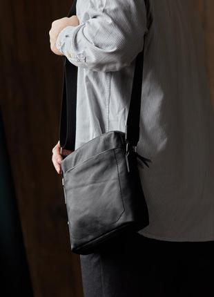 Мужская сумка через плечо, мессенджер из натуральной кожи вместительная барсетка7 фото