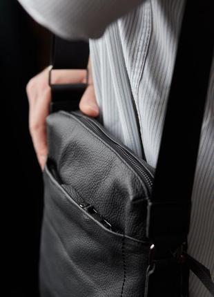 Мужская сумка через плечо, мессенджер из натуральной кожи вместительная барсетка3 фото
