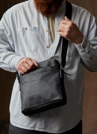 Мужская сумка через плечо, мессенджер из натуральной кожи вместительная барсетка4 фото
