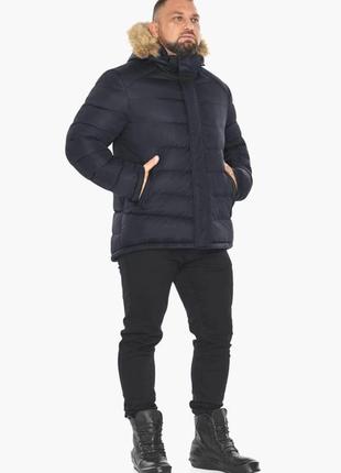 Чёрно-синяя зимняя куртка мужская с карманами braggart "aggressive"4 фото