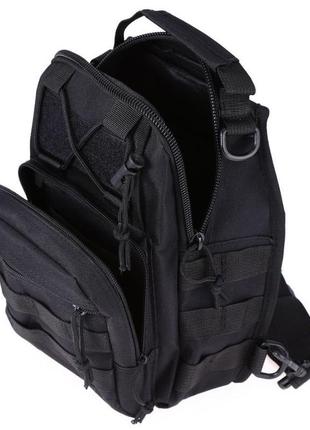 Рюкзак сумка тактическая b14, военная через плечо oxford 600d черный, 26х19х10 см5 фото