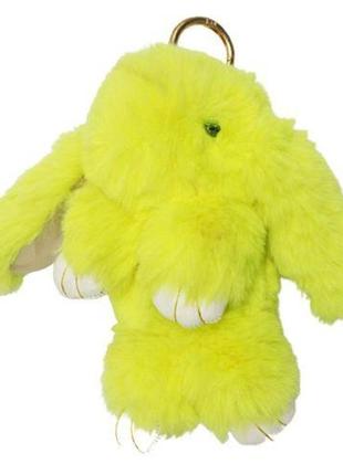Меховой брелок "кролик", желтый (23 см)