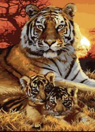 Картина по номерам тигрица со своими детьми ник