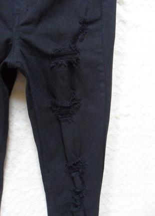 Стильные черные джинсы скинни с рваностями и высокой талией h&m, 8 размер.3 фото