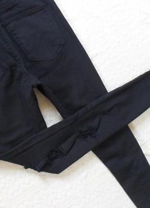 Стильные черные джинсы скинни с рваностями и высокой талией h&m, 8 размер.5 фото