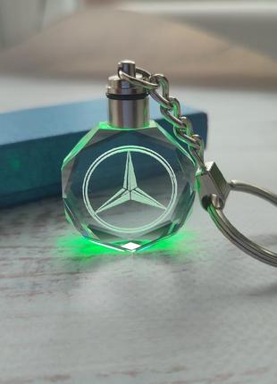 Брелок для автомобіля mercedes benz кришталевий брелок із підсвіткою для мерседеса для автомобільних ключів3 фото