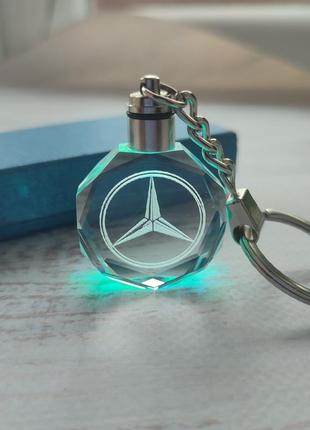 Брелок для автомобіля mercedes benz кришталевий брелок із підсвіткою для мерседеса для автомобільних ключів2 фото