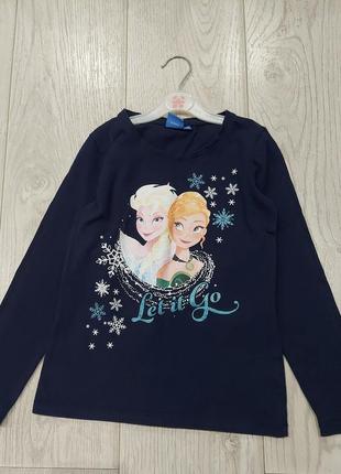 Кофта, реглан с эльзой и анной disney темно-синяя 8-10 лет