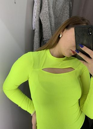 Яскравий неоновий кроп топ h&m neon crop  top