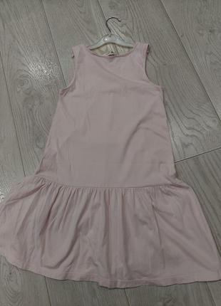 Летнее платье с эльзой в цветах пудрового цвета h&m 8-10 лет8 фото