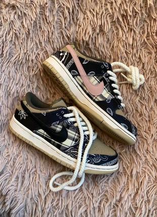 Nike sb dunk × cactus jack кроссовки кожа, текстиль 36-45р