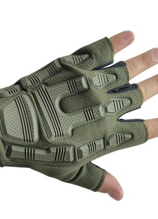 Тактичні рукавички без пальців оливка