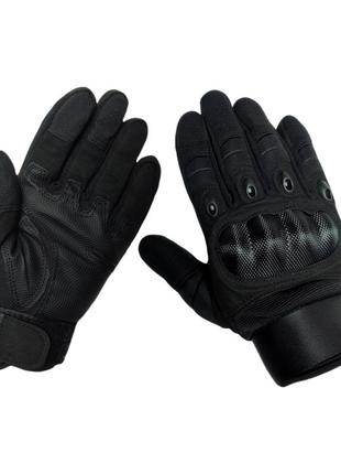 Тактичні чорні сенсорні рукавички з карбоновими накладками