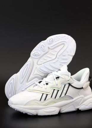 Белые женские кроссовки в стиле adidas ozweego белые кроссовки адидас с черными полосками