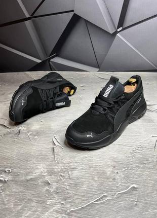 Стильные кроссовки пума puma черные кожаные мужские (весна/осень/деми/демисезонные,лето) весенние, осенние, летние 4