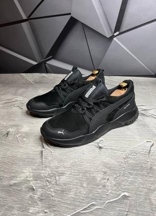 Стильные кроссовки пума puma черные кожаные мужские (весна/осень/деми/демисезонные,лето) весенние, осенние, летние 7