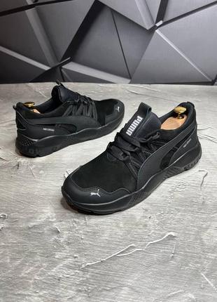 Стильные кроссовки пума puma черные кожаные мужские (весна/осень/деми/демисезонные,лето) весенние, осенние, летние 5