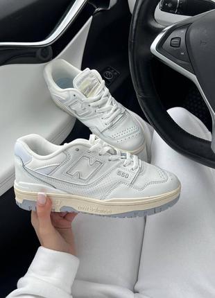 Женские кожаные кроссовки new balance 550 white silver