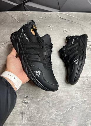 Стильные кроссовки адедас adidas prices черные кожаные мужские (весна/осень/деми/демисезонные,лето) весенние, осенние, летние