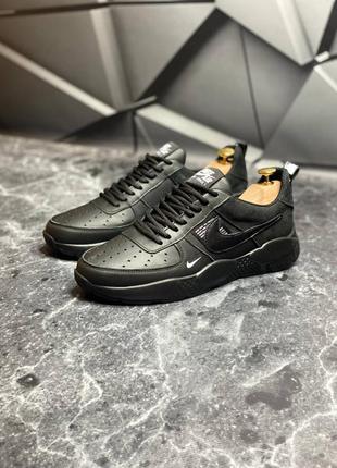 Стильные кроссовки найк nike черные кожаные мужские (весна/осень/деми/демисезонные,лето) весенние, осенние, летние 4