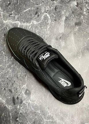 Стильные кроссовки найк nike черные кожаные мужские (весна/осень/деми/демисезонные,лето) весенние, осенние, летние 7