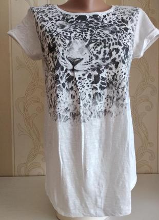 Натуральная футболка для беременных с принтом леопард.5 фото