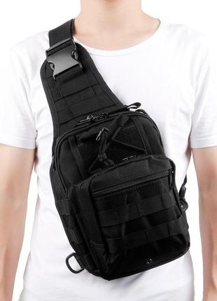 Тактический военный рюкзак eagle m02b oxford 600d 6 литр через плечо black10 фото
