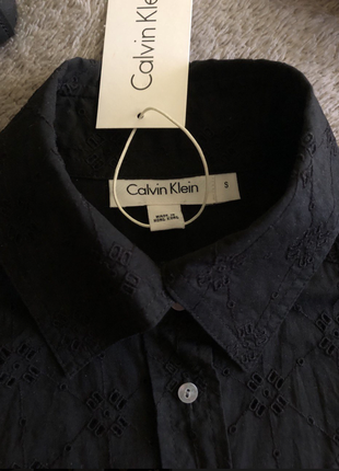 Новая, оригинал! натуральная рубашка с прошивкой от calvin klein, р.s-м4 фото