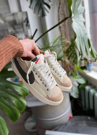 Женские кожаные бежевые кроссовки nike blazer low '77 jumbo 🆕 найк блейзер9 фото