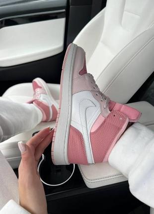 Женские кожаные кроссовки air jordan 1 retro 1 « digital pink» демисезон8 фото