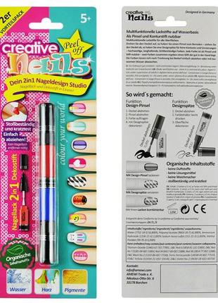 Дитячий лак-олівець для нігтів malinos creative nails на водній основі (2 кольори малиновий + синій)1 фото