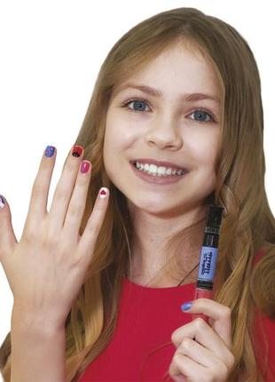 Дитячий лак-олівець для нігтів malinos creative nails на водній основі (2 кольори чорний + рожевий)9 фото