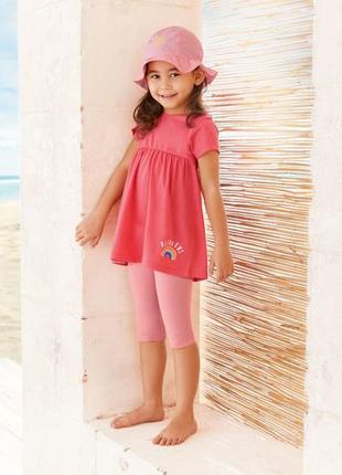 2-6 лет летний костюм для девочки lupilu туника футболка лосины капри панамка комплект на лето2 фото