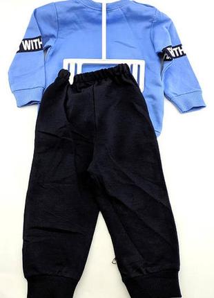 Спортивний костюм 12, 18 місяця туреччина трикотажний для новонародженого хлопчика блакитний2 фото
