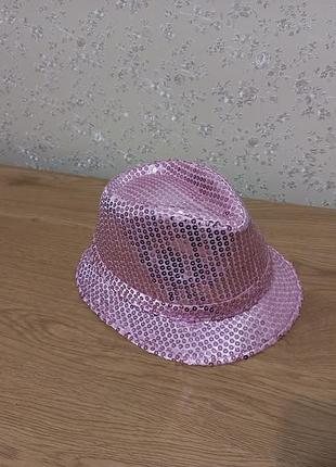 Шапка шляпа розовая пайетка блестки детский панама