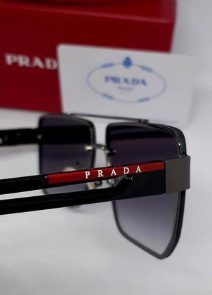 Prada стильные мужские солнцезащитные очки черный градиент в металле7 фото