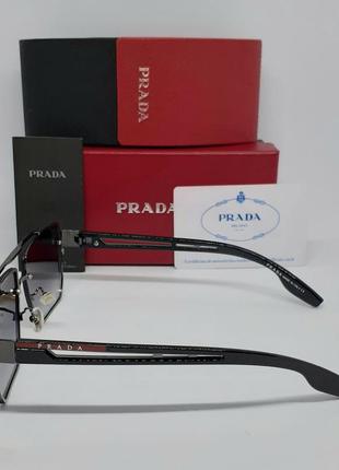 Prada стильные мужские солнцезащитные очки черный градиент в металле3 фото