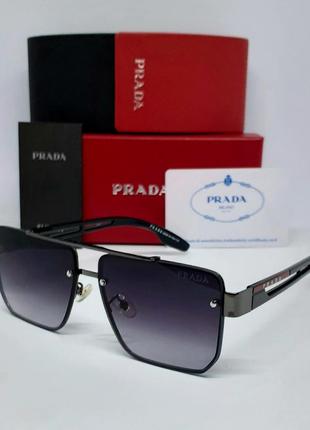 Prada стильные мужские солнцезащитные очки черный градиент в металле1 фото