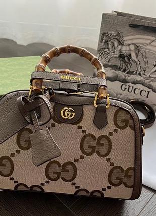 Сумка gucci гучі гуччи сумочка женская через плечо тренд багет мода стиль кожа канва коричневая1 фото