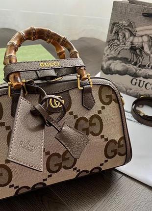 Сумка gucci гучі гуччи сумочка женская через плечо тренд багет мода стиль кожа канва коричневая6 фото