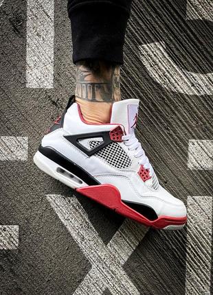 Мужские высокие кроссовки nike air jordan 4 retro "fire red#найк