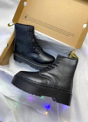 Dr.martens jadon total black für, шкіряні черевики на хутрі, кожаные ботинки на меху