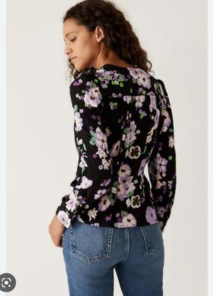 Блуза с цветочным орнаментом 100%вискоза5 фото