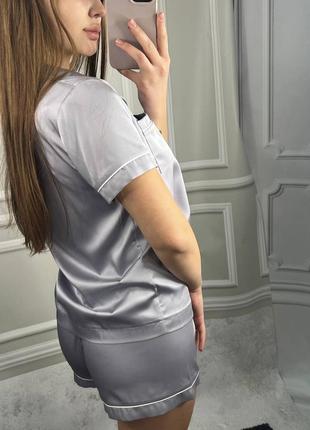 Пижама, шелковая пижама, пижама с шортиками4 фото