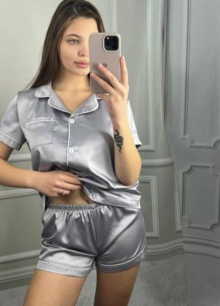 Пижама, шелковая пижама, пижама с шортиками2 фото