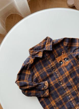 Стильная рубашка в клетку рубашка для мальчика с енотиком бренда c&amp;a 9-12мес 74-80см2 фото
