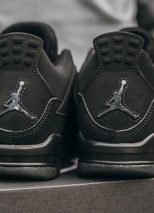 Мужские высокие кожаные кроссовки nike air jordan retro 4 black cat#найк5 фото