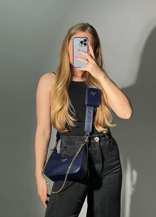 Женская средняя синяя сумка с широким ремнем через плечо 🆕 кросс боди2 фото