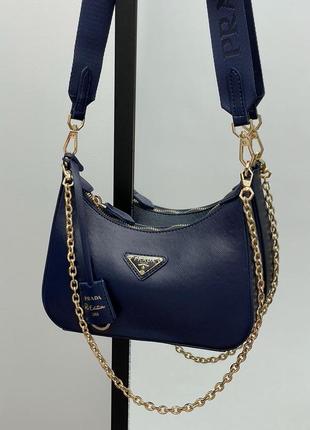 Женская средняя синяя сумка с широким ремнем через плечо 🆕 кросс боди3 фото